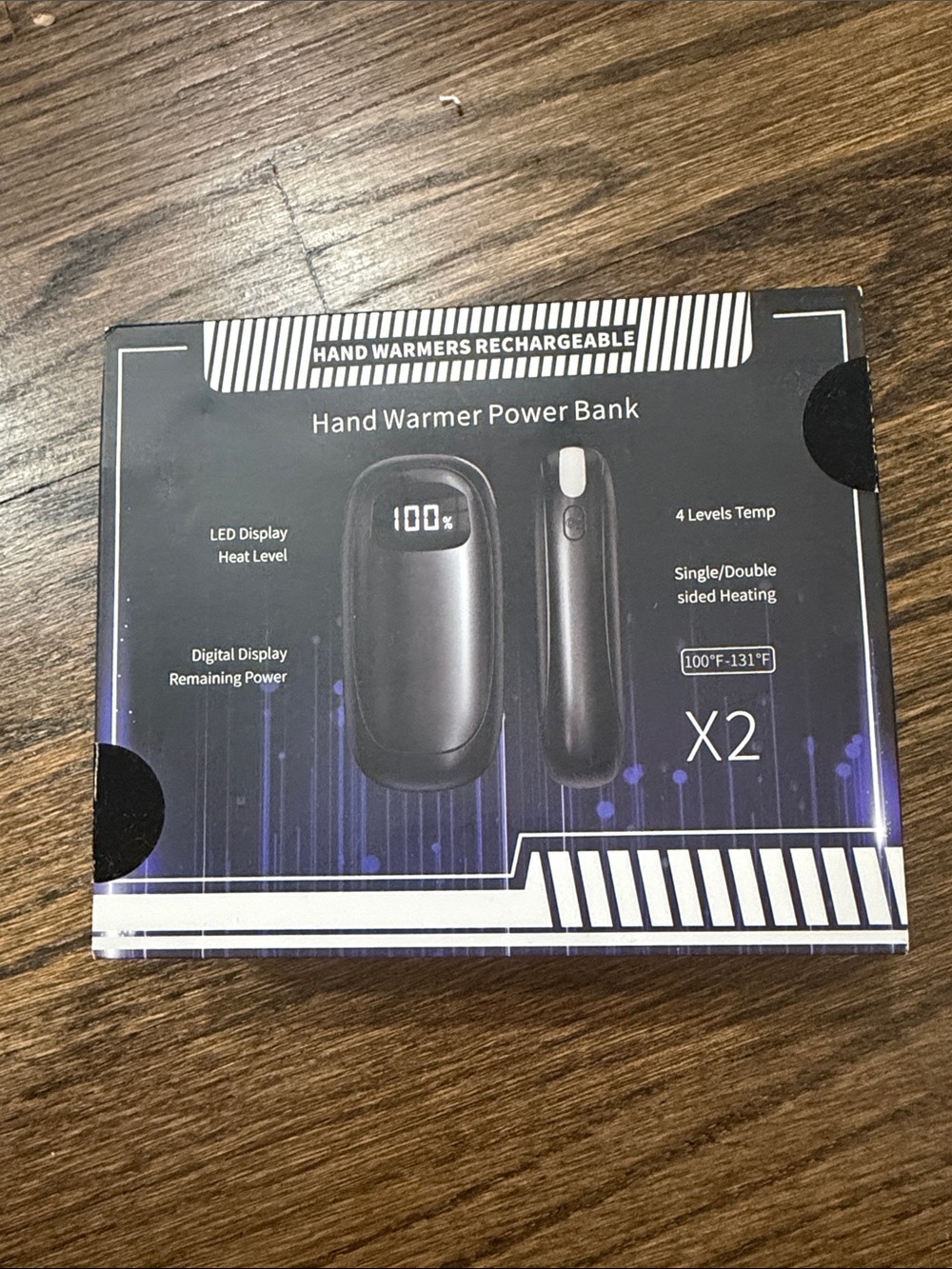 Hand Warmer Power Bank (Black) - Rechargeable Portable Heating X2